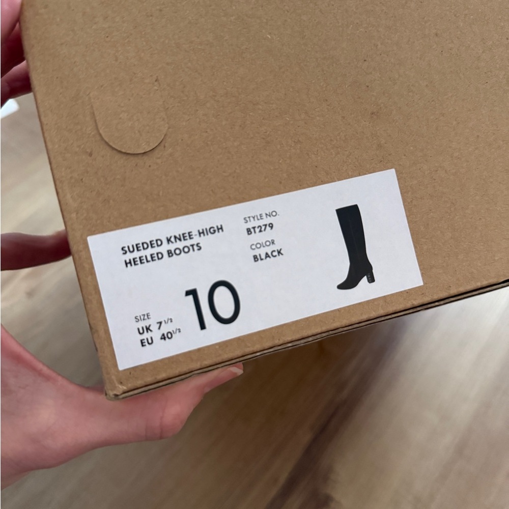 NWT Jcrew Black Suede Knee-high Heeled boots - Picture 7 of 9